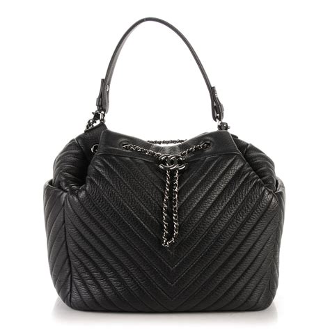 chanel deerskin drawstring bag|CHANEL Deerskin Chevron Large CC Chain Bucket Drawstring .